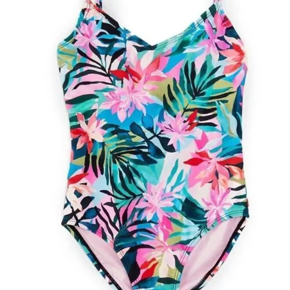 Raisins Raisins Big Girls Tropical Floral Printed One-Piece Swimsuit - Size 14